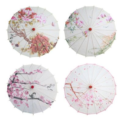 ร่มกระดาษซับน้ำมันสไตล์จีนร่มผ้าไหมร่มผู้หญิงเชอร์รี่ญี่ปุ่นลายดอกร่มเต้นรำโบราณ