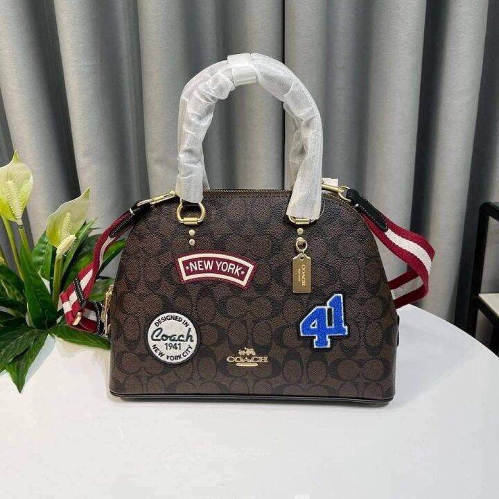 Coach Katy Satchel In Signature Canvas With Ski Patches CE594 