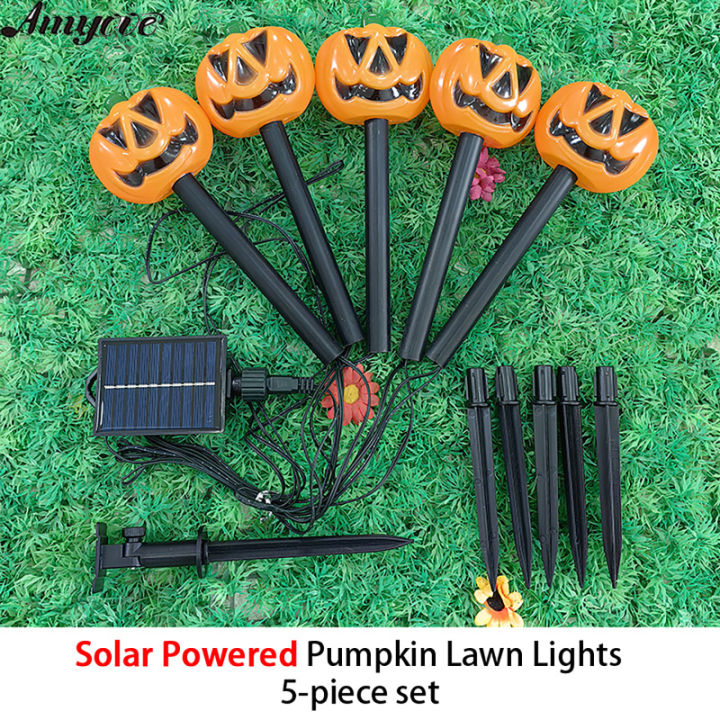 Amyove Solar Halloween Pumpkin Garden Stake Lights LED Waterproof ...