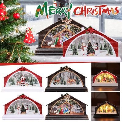 Christmas Snow House ตกแต่ง Night Light Christmas Village สำหรับ Home Xmas เครื่องประดับคริสต์มาสปีใหม่2023 Navidad Noel