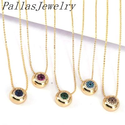 5Pcs New Fashion Cubic Zirconia Eye Round Shape Pendant Necklace Gold Color Chain Necklace for Women Girls  Jewelry New