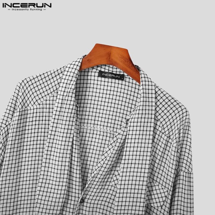 incerun-เสื้อเชิ้ตแขนยาวลําลอง-ลายสก๊อต-ทรงหลวม-สไตล์ฮิปปี้-สําหรับผู้ชาย-912