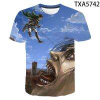 เด็กชายและเด็กหญิง 3D พิมพ์เสื้อยืด Movie Edition Attack On Titan แขนสั้นผู้ชายและผู้หญิงสไตล์เด็กสบาย ๆ Street Wear Cool Top เสื้อยืด XS-5XL