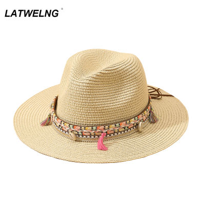 [hot]2022 Elegant Tassel Beach Hats For Women Holiday Hats Ladies Sun Hat Summer Straw Hats UV Protection Foldable Travel Hat
