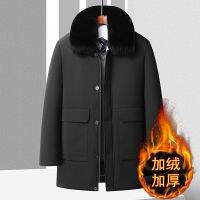 [COD] Middle-aged and elderly men take off cotton-padded jackets plus velvet thickened mid-length dad winter coat grandpa jacket