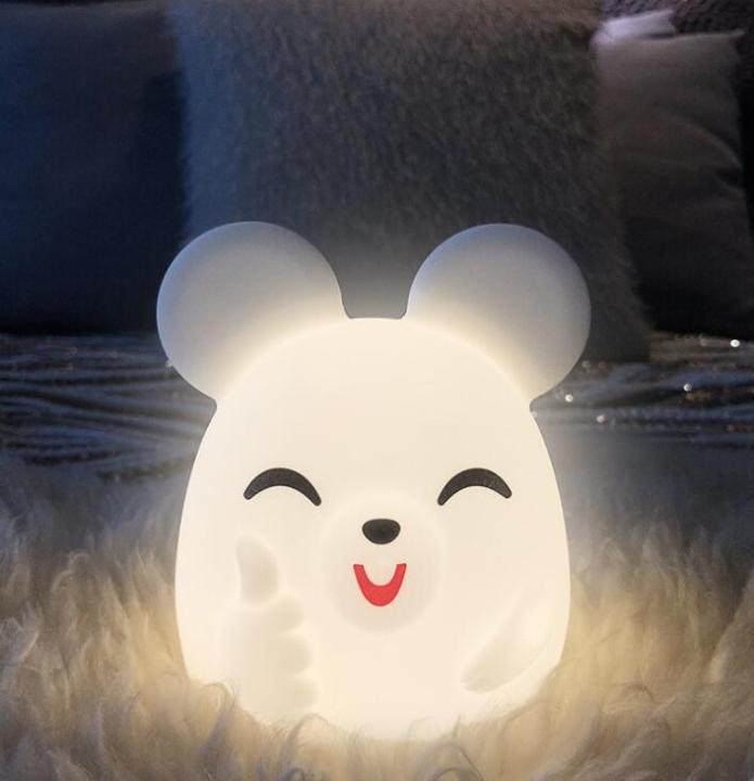 New lovely colorful rabbit silicone night light bed lamp
