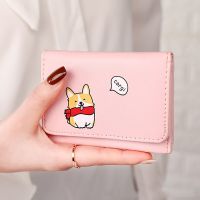 ZZOOI Japanese Cute Corgi Dog Printed Women Short Leather Wallet Cartoon Clutch Girl Small Purse Card Holder Money Bag