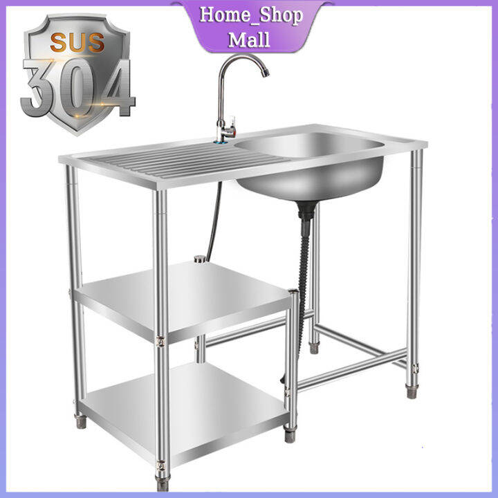 304 Stainless Steel Kitchen Sink Complete Set Sink Stand Rack with