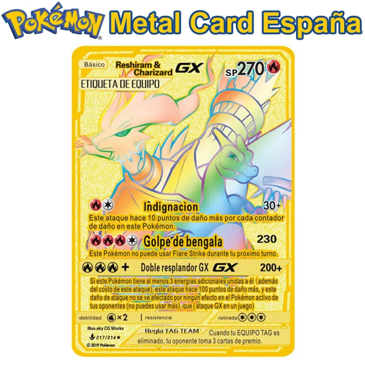 Spanish Pokemon Metal Cards GX EX SP Pokémon Letters V VMAX Charizard ...