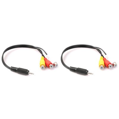 2pcs 2.5mm Mini AV Male to 3RCA Female M/F Audio Video Cable Stereo Jack Adapter Cord