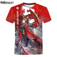 Azur Lane New Mens Casual Game Couple Short-sleeved 3D Printing Azur Lane T-Shirt Childrens All-Match Harajuku Shirt Bulk Sale