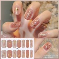 ◊ 14Pcs/Sheet Nail Stickers Gel Full 3D Bronzing Nail Art Patches Wraps Full Cover Nails Polish Sticker DIY Self-Adhesive Decals