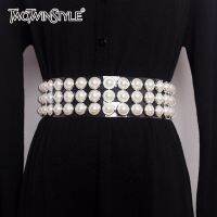 TWOTWINSTYLE เข็มขัดไข่มุกผู้หญิง,เข็มขัดขนาดใหญ่ใสเย็บปะติดปะต่อกันด้วยเพชรเครื่องประดับฤดูร้อนแฟชั่นแถบผ้าฮาราจูกุ2020