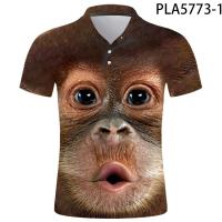 Men Shirts New Streetwear Summer Short Sleeve 3D Printed Polo Homme Orangutan Casual Shirts Fashion Harajuku Camisas Ropa