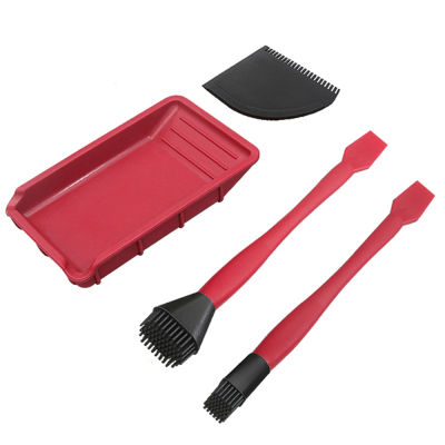 4Pcset Manual Gluer Woodworking Glue Brush Tool Kit Soft Silicone Polypropylene Glue Brush Carpenter Woodworking Coating Tools