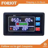 Foriot  เครื่องวัดความจุของแบตเตอรี่ดิจิตอล,DC9V-100V แบตเตอรี่ทดสอบสวิตช์อุณหภูมิจอ LCD แสดงผล LCD แสดงพลังงานแบตเตอรี่ทางทะเล