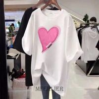 Large Size 6XL 150KG Summer Heart Woman Tee Short Sleeve T-Shirt Loose Tshirt Casual Loose Graphic Printed T Shirt