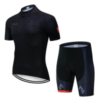 สต็อกสำเร็จรูป Summer Strava Cycling Jersey Short Sleeve Set ระบายอากาศ แห้งเร็ว