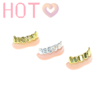 Hot? 1PC Bling grillz ฟันปลอมจำนวนมากฮาโลวีนวันเกิดพรรคทองเงิน