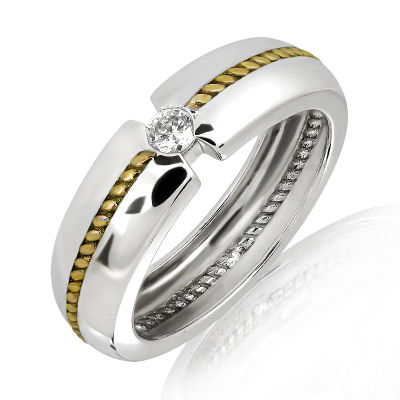 แหวนหมั้นหญิง ทอง 18KT ประดับเพชร น้ำหนักรวม 0.10 กะรัต คุณภาพเพชร F/VS