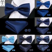 《The Empty island House》 Hi Tie Bow Ties สำหรับผู้ชาย SilkBow Tie HankySet งานแต่งงาน PaisleySolid Bowtie ปรับ Pre Tied