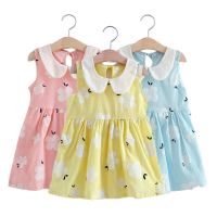 【jeansame dress】1-6Y ดอกไม้สาวแต่งตัวผ้าฝ้ายเด็กแต่งตัวสำหรับสาวๆในช่วงฤดูร้อนปีเตอร์คอกระทะชุดสำหรับเด็กพรรคบอลประกวดสาวเสื้อผ้า