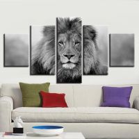 5 Pieces Black and White Animals Lion Tiger Canvas Painting Modular Poster Wall Art Pictures Living Room Home Decor No Frame