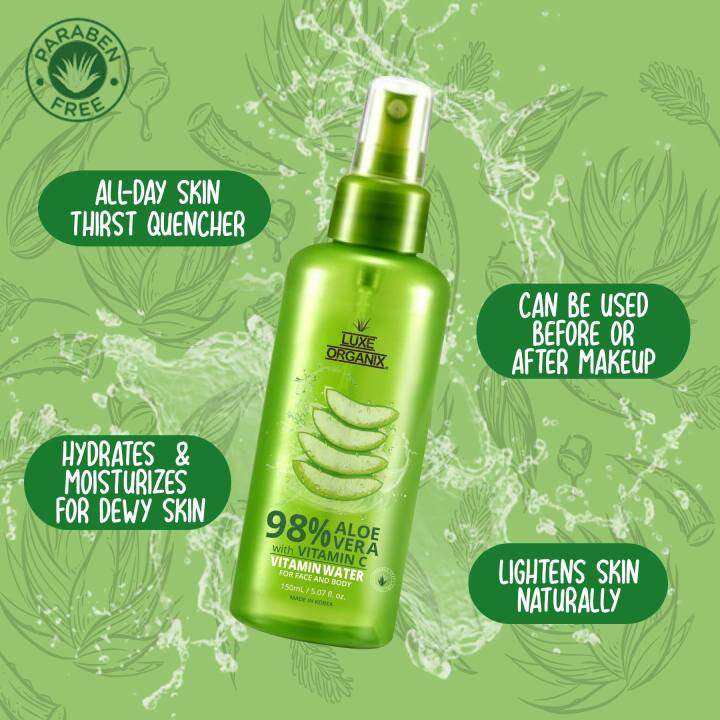 Luxe Organix 98 Aloe Vera Vitamin Water for Face & Body 150ml (mist