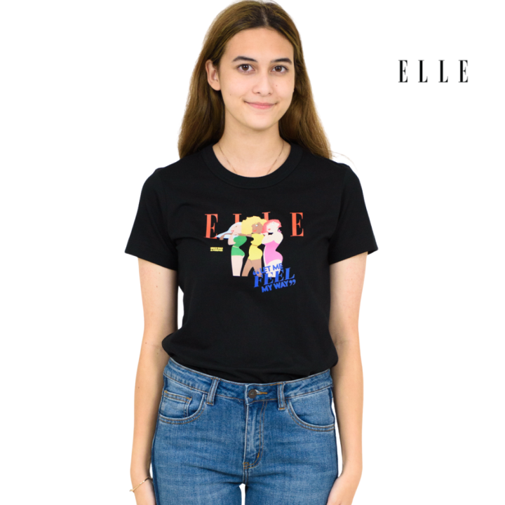 elle-boutique-เสื้อยืดสตรีคอกลม-แขนสั้น-สกรีนลาย-elle-limi-ของขวัญวันหยุด