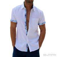 【CW】☾┋  Men Shirt Short Sleeve Printing Lapel Single-breasted Wear Top