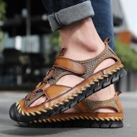 Mens Sandals Summer 2023 New Handmade Baotou Comfortable Mesh Outdoor Sandals Zapatos Para Hombre Leather Sandals For Men