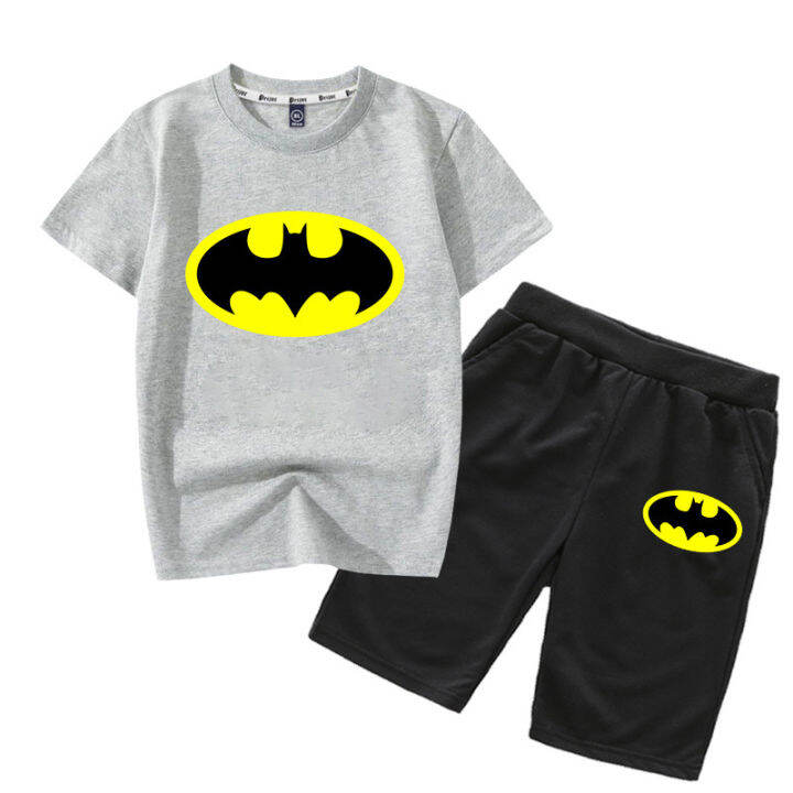 bat-mans-2023ชุดเซ็ตเสื้อยืดใหม่0000การ์ตูน-อะนิเมะถักเสื้อแขนสั้นเด็กผ้าฝ้ายกางเกงขาสั้นพิมพ์ลายแฟชั่น