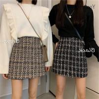 COD ∈✵▼ The Neonatal Shop34uilk9iy Korean High Waist Slim Skirt Retro Plaid Mini Skirt Tweed Skirt Women Skirt Plus Size skirt pendek