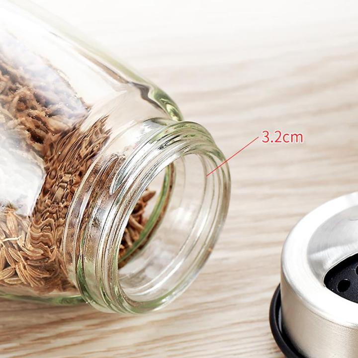 6pcs3pcs-glass-spice-jar-rotating-cover-salt-sugar-bottle-multi-purpose-spice-pepper-shaker-seasoning-can-kitchen-gadgets