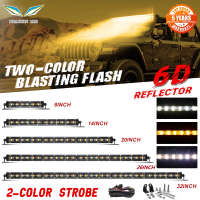 8/14/20/26/32นิ้ว Offroad Led Bar Super Slim 6D Led Light Bar Strobe แฟลช Amber สีขาวคู่สำหรับรถรถแทรกเตอร์เรือ4WD SUV 12V 24V