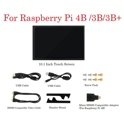 10.1 Inch for Raspberry Pi 4B/3B+/3B IPS Touch Screen Capacitive Monitor 1280X800 LCD Display with Holder PC Drive Free