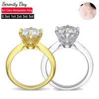 【lz】❁  Serenity Day 5 Carat Big Moissanite Anéis De Casamento para As Mulheres S925 Sterling Silver Bandas Placa Fine Jewelry Presente Atacado Pt950