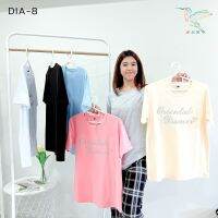 4000 DIA-8# พร้อมส่ง 6 สี เสื้อยืด สีพื้น  รีดเพชร อักษร  งานสวยมาก