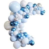 Blue Balloons Garland Arch Kit for Baby Shower 107 Pcs Balloons Arch with Blue White Silver Latex Balloon Decorations