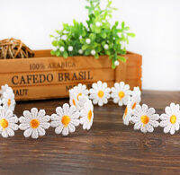 กว้าง25มม. สีขาวสวยงามปัก Daisy ลูกไม้ผ้า3d ดอกไม้ลูกไม้ริบบิ้นชุดคอหมวก Headwear เย็บตัด Decor