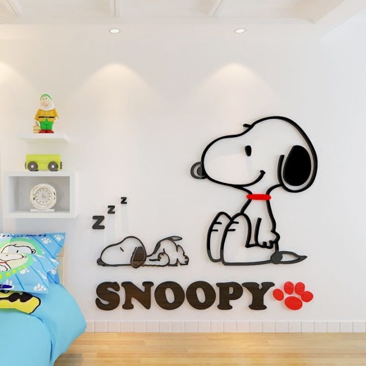 การ์ตูนsnoopy-puppyเด็กห้อง3dสติ๊กเกอร์ติดผนังห้องนอนเตียงสติ๊กเกอร์ตกแต่ง80-41ซม