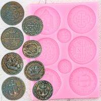 Vintage Coins Cake Border Silicone Mold Cupcake Topper Fondant Cake Decorating Tools Candy Polymer Clay Resin Chocolate Moulds Bread  Cake Cookie Acce