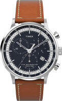 Timex Waterbury Classic Chronograph 40mm Watch Brown/Silver-Tone/Navy