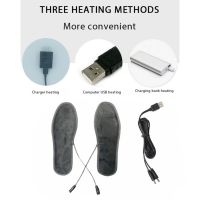 【New】1คู่ USB Heated Shoe Insoles Unisex Feet Warm Sock Pad Mat Electrically Heating Insoles Washable Warm Thermal Winter Insoles