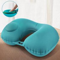 U Shaped Inflatable Pillow Ultra Light Portable Aircraft Neck Pillow Car Headrest Air Pillow Cushion Travel Office Nap Headrest