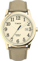 Timex Womens Easy Reader Date Leather Strap 38mm Watch Light Gold/Cream