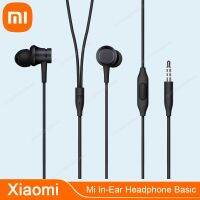 เฮดโฟนแบบเสียบหู Xiaomi Mi ดั้งเดิม Xiaomi 3.5มม. รุ่นพื้นฐานสำหรับเยาวชนรุ่นใหม่หูฟังมีไมค์ชุดหัวฟังเสียงเบสหูฟังเพลง