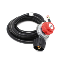 1 Piece Adjustable Regulator 4 Ft High Pressure with QCC-1 Type Hose-Works with Propane Tanks