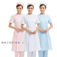 พยาบาลชุดแขนสั้นผู้หญิงฤดูร้อนบางรอบคอ Slim สีขาวเสื้อแขนยาว Drugstore Beauty Salon Work Clothes