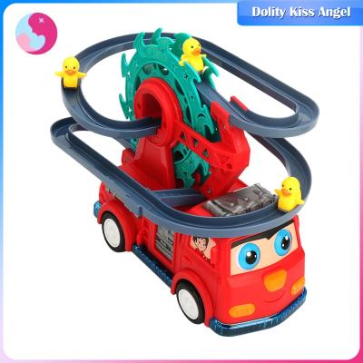 Dolity ชุดของเล่นภาพนิ่งแข่งรถอัตโนมัติรางรถไฟของเล่นเป็ดสำหรับเด็กหญิงเด็กชายอายุ3-4ปี